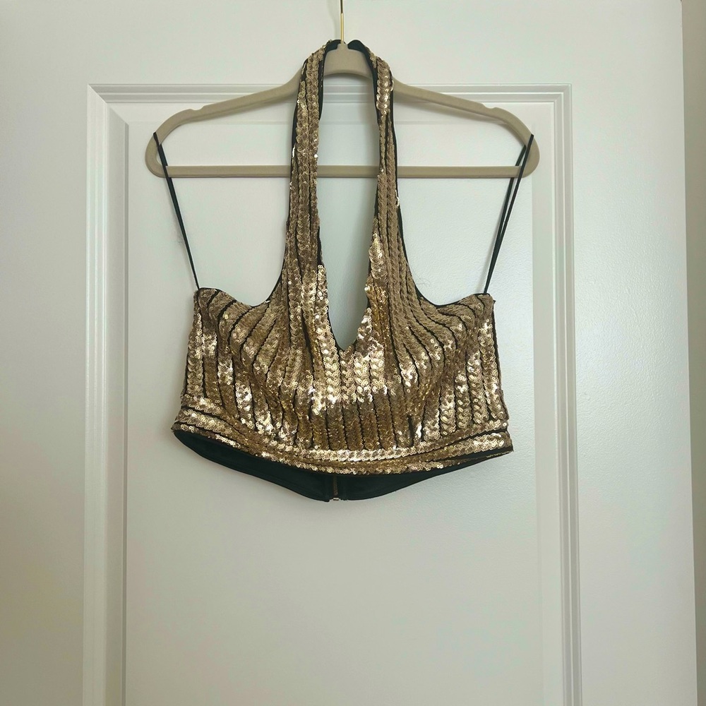 New! Sequin Crop Top XL